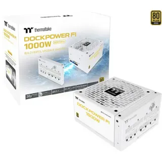 Thermaltake Dockpower FI 1000W Snow, PC-Netzteil (weiß, 1x 12-Pin High Power GPU, 5x PCIe, Kabelmanagement, 1000 Watt)