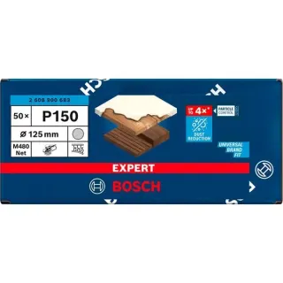 Bosch Professional Expert M480 Netzstruktur-Schleifblatt Ø 125mm, K150 (50 Stück, für Exzenterschleifer)