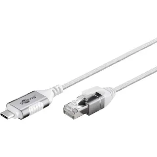 goobay Ethernet-Adapterkabel USB-C 3.2 Gen2 > RJ-45, Slim (weiß, 10 Meter)