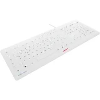 CHERRY STREAM PROTECT KEYBOARD, Tastatur (weiß, DE-Layout, Cherry SX-Scherentechnologie)