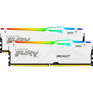 Kingston FURY DIMM 64 GB DDR5-6000 (2x 32 GB) Dual-Kit, Arbeitsspeicher (weiß, KF560C36BWEAK2-64, FURY Beast RGB, INTEL XMP, AMD EXPO)