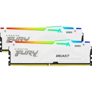 Kingston FURY DIMM 32 GB DDR5-5600 (2x 16 GB) Dual-Kit, Arbeitsspeicher (weiß, KF556C40BWAK2-32, FURY Beast RGB, INTEL XMP)