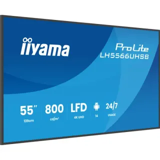 iiyama LH5566UHSB-B1AG, Public Display (schwarz (matt), UltraHD/4K, VA, HDMI, USB-C)