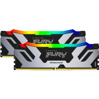 Kingston FURY DIMM 96 GB DDR5-6400 (2x 48 GB) Dual-Kit, Arbeitsspeicher (silber/schwarz, KF564C32RSAK2-96, Renegade RGB, INTEL XMP)