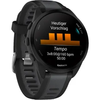 Garmin Forerunner 165, Smartwatch (schwarz/dunkelgrau, 43 mm, Silikon-Armband, B-Ware)