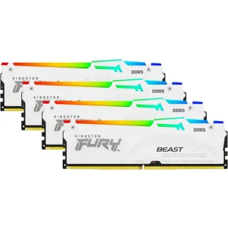 Kingston FURY DIMM 64 GB DDR5-5600 (4x 16 GB) Quad-Kit, Arbeitsspeicher (weiß, KF556C40BWAK4-64, FURY Beast RGB, INTEL XMP)