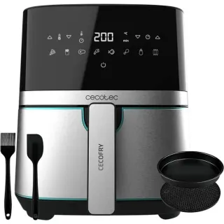 Cecotec Heißluftfritteuse CecoFry Full InoxBlack 5500 Pro, mit Zubehör (schwarz/edelstahl, 1.700 Watt, Korb 5,5 Liter, mit Silikon-Zubehörpaket, B-Ware)