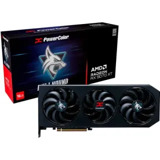PowerColor Radeon RX 9070 XT Hellhound 16GB OC, Grafikkarte (schwarz, RDNA4, GDDR6, 3x DisplayPort, 1x HDMI, B-Ware)