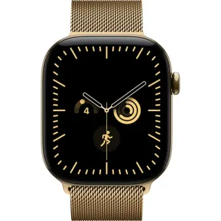 Apple Watch Series 12, Smartwatch (Titan Gold, 46 mm, Milanaise Armband Brillantgold, M/L, Cellular)
