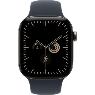 Apple Watch Series 12, Smartwatch (Titan Natur, 42 mm, Sportarmband Navyblau S/M, Cellular)