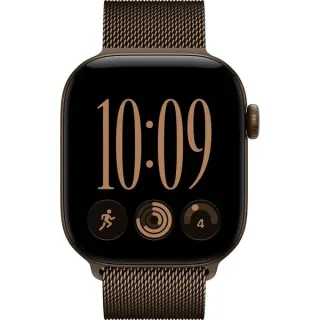 Apple Watch Series 12, Smartwatch (bronze, Aluminium, 42 mm, Milanaise Armband Dunkelbronze, Cellular)