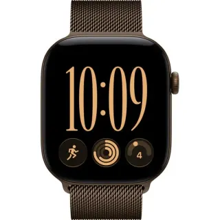 Apple Watch Series 12, Smartwatch (bronze, Aluminium, 46 mm, Milanaise Armband Dunkelbronze S/M)