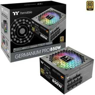 Thermaltake Germanium Pro RGB 850W, PC-Netzteil (schwarz, 1x 12-Pin High Power GPU, 4x PCIe, Kabelmanagement, 850 Watt, B-Ware)