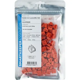 SMARTKEEPER ESSENTIAL RJ45 Port Lock (NL03), Einsteckschloss (Farbcode Orange, 100 Stück)