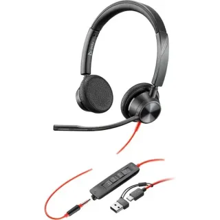 HP Poly Blackwire 3325M USB-C Stereo-Headset + 3,5 mm-Stecker + USB-C/A-Adapter (schwarz, für Microsoft Teams zertifiziert)