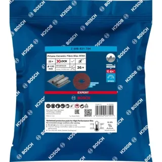 Bosch Professional X-LOCK Expert R781 Prisma Ceramic Fiberschleifscheibe, Ø 125mm, K36 (25 Stück, Bohrung 22,23mm)