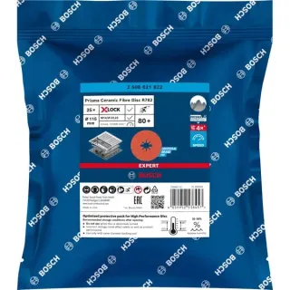 Bosch Professional X-LOCK Expert R782 Prisma Ceramic Fiberschleifscheibe, Ø 115mm, K80 (25 Stück, Bohrung 22,23mm)