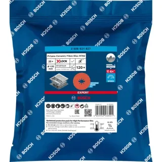 Bosch Professional X-LOCK Expert R782 Prisma Ceramic Fiberschleifscheibe, Ø 125mm, K120 (25 Stück, Bohrung 22,23mm)