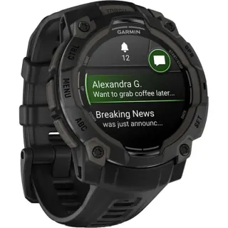 Garmin Instinct 3 - 45 mm, AMOLED, Smartwatch (Black, Silikon-Armband)