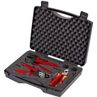 KNIPEX Werkzeugkoffer für Photovoltaik, 3-teilig, Werkzeug-Set (schwarz, für größere Abisolierwerte)