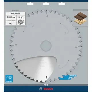 Bosch Professional PRO Wood Kreissägeblatt, Ø 350mm, 54Z (Bohrung 30mm, für Tischkreissägen)