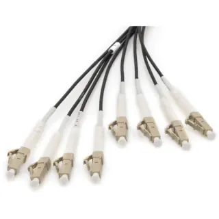 Digitus Glasfaser Universal Breakout Kabel, Duplex, LC/UPC Stecker, Multimode OM4 (schwarz, 50 Meter, vorkonfektioniert)