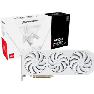 PowerColor Radeon RX 9070 XT Hellhound Spectral White OC, Grafikkarte (weiß, RDNA4, GDDR6, 3x DisplayPort, 1x HDMI)