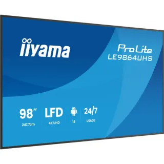 iiyama ProLite LE9864UHS-B1AG, Public Display (schwarz (matt), UltraHD/4K, VA, WiFi, Fernbedienung)