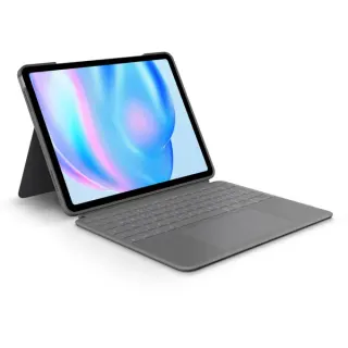 Logitech Combo Touch, Tastatur (grau, DE-Layout, Scherenmechanik, für iPad Air 13" (M2 und M3))