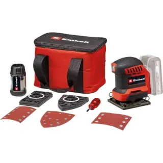 EINHELL Power X-Change Akku-Faust-Schwingschleifer TE-OS 18/113 3X Li-Solo, 18Volt (rot/schwarz, ohne Akku und Ladegerät, mit Tasche + Zubehör)
