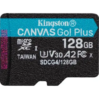Kingston Canvas Go! Plus 128 GB microSDXC, Speicherkarte (schwarz, UHS-I U3, Class 10, V30, A2)