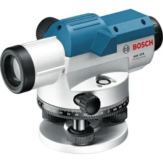 Bosch Professional Optisches Nivelliergerät GOL 32 D Professional, mit Baustativ (blau, Maßeinheit 360 Grad)