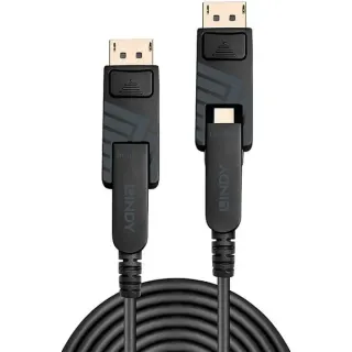 Lindy Fibre Optic Hybrid Mini DisplayPort 1.4 Kabel (schwarz, 10 Meter, mit abnehmbaren DisplayPort-Steckern)