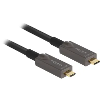 DeLOCK Aktives Optisches USB-C 4K Video + Daten + PD Kabel (schwarz, 10 Meter, PD 60 Watt)