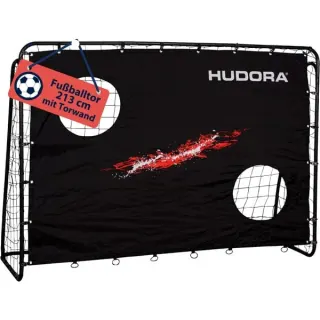 HUDORA Fußballtor Trainer mit Torwand (schwarz, Motiv Goal)