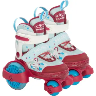 HUDORA Rollschuh My First Quad LED Gr. 30-33, Rollschuhe (rot/hellblau, mit LED-Beleuchtung)
