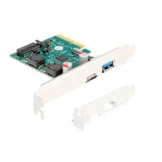 DeLOCK PCI Express x4 Karte zu 1 x extern USB 10 Gbps Type-C Buchse + 1 x extern USB 10 Gbps Typ-A Buchse, USB-Controller