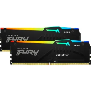 Kingston FURY DIMM 64 GB DDR5-5200 (2x 32 GB) Dual-Kit, Arbeitsspeicher (KF552C40BBAK2-64, FURY Beast RGB, INTEL XMP)
