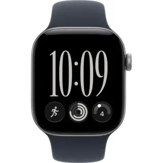 Apple Watch Series 12, Smartwatch (grau, Aluminium, 42 mm, Sportarmband Navyblau M/L)