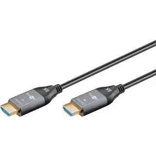 goobay Optisches Hybrid Ultra High-Speed HDMI Kabel (AOC) 8K / 60Hz (schwarz/grau, 10 Meter, 48 Gbit/s)