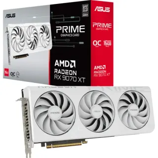 ASUS Radeon RX 9070 XT PRIME WHITE OC Edition, Grafikkarte (weiß, RDNA4, GDDR6, 3x DisplayPort, 1x HDMI 2.1)