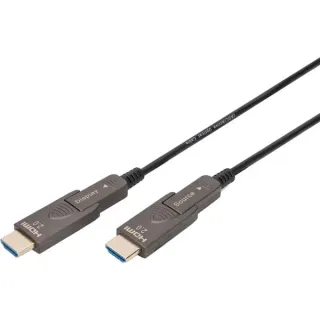 Digitus HDMI / Micro HDMI AOC Hybrid Glasfaserkabel, UHD 4K (schwarz, 20 Meter, abnehmbare Stecker)