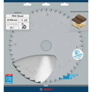 Bosch Professional PRO Wood cordless Kreissägeblatt, Ø 305mm, 40Z (Bohrung 30mm, für Akku-Kappsägen)