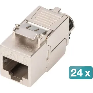 Digitus Keystone-Modul Cat. 8.1, geschirmt, 24 Stück (silber, werkzeugfreier Montageanschluss)