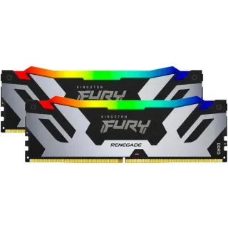 Kingston FURY DIMM 32 GB DDR5-6400 (2x 16 GB) Dual-Kit, Arbeitsspeicher (silber/schwarz, KF564C32RSAK2-32, Fury Renegade RGB, INTEL XMP)