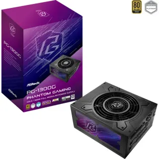 ASRock Phantom Gaming PG-1300G, PC-Netzteil (schwarz, 2x 12-Pin High Power GPU, 6x PCIe, Kabelmanagement, 1300 Watt)